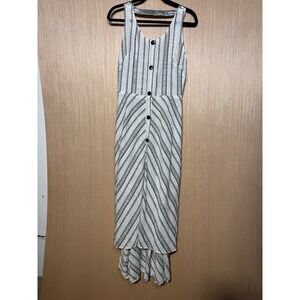 Hanh Merriman Trang $1,060 Designer Dress Size 4 NWT White Black Stripe Metallic